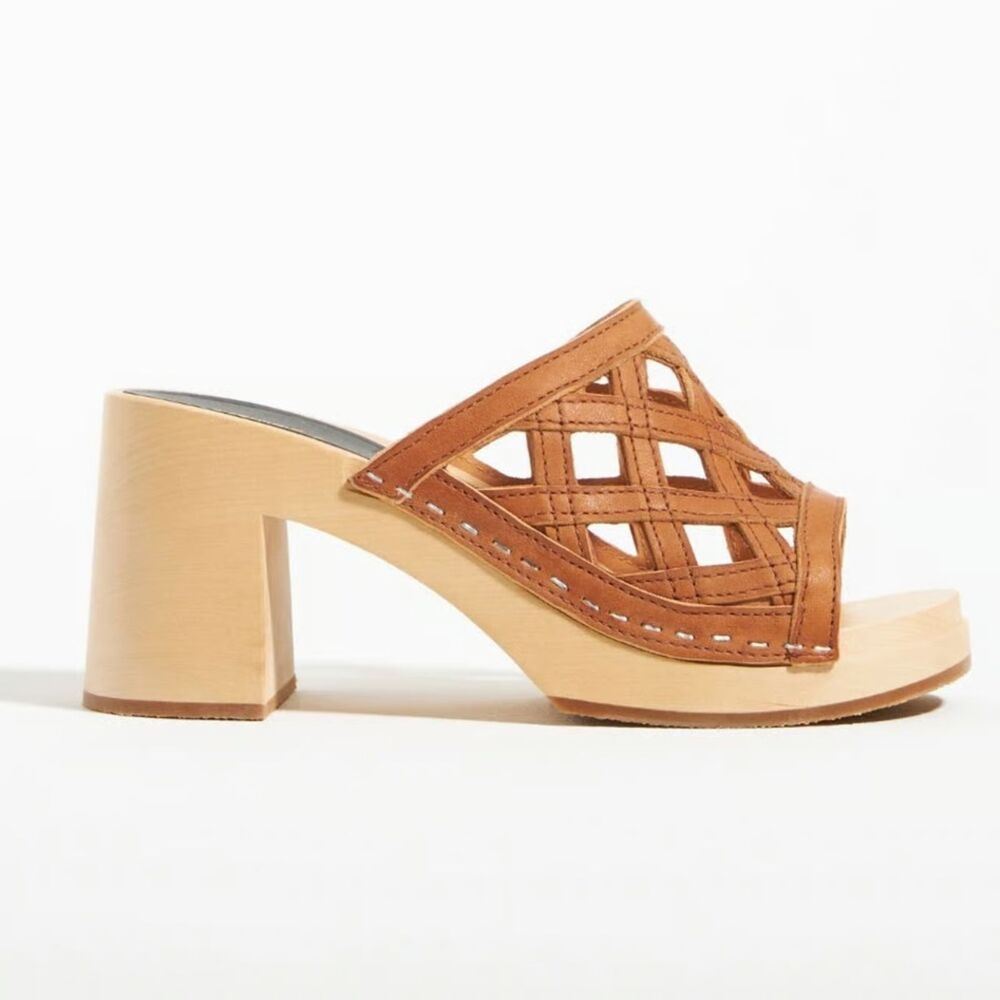 NEW Swedish Hasbeens Basket Clogs in Nature Leather Size 38/US 8 Orig. $330